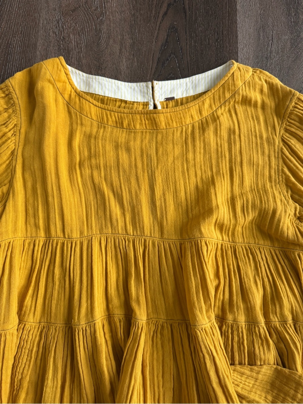 Free People Mustard Tiered Gauze Top - Picture 3 of 10